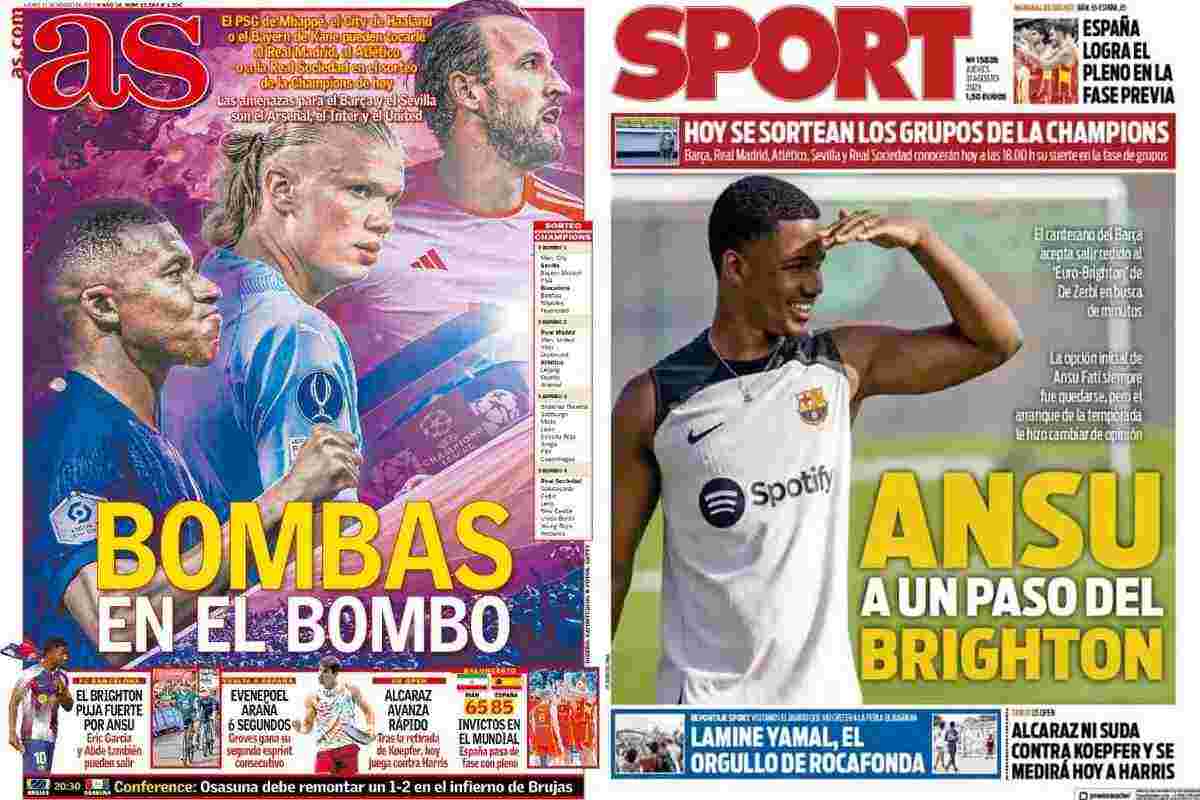 Rassegna stampa, le prime pagine dei quotidiani sportivi del 31 agosto 2023