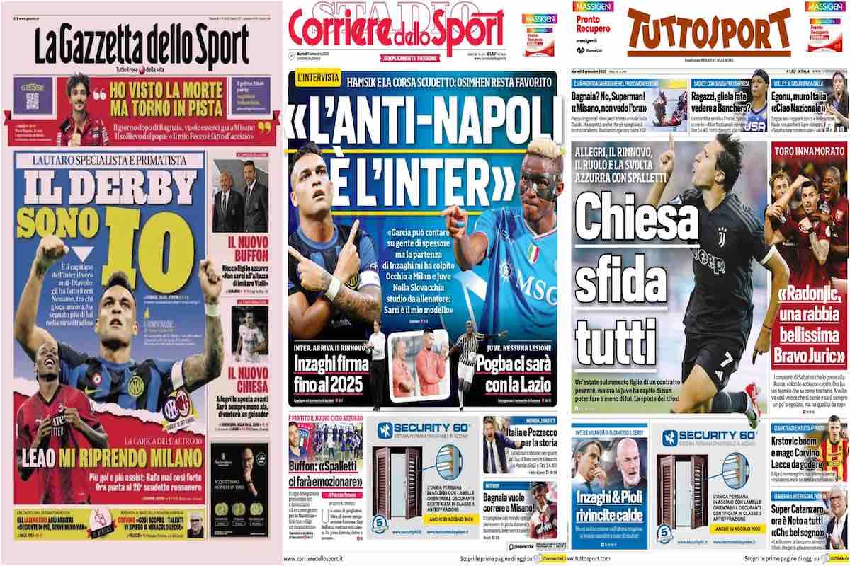 Le prime pagine del 5 settembre