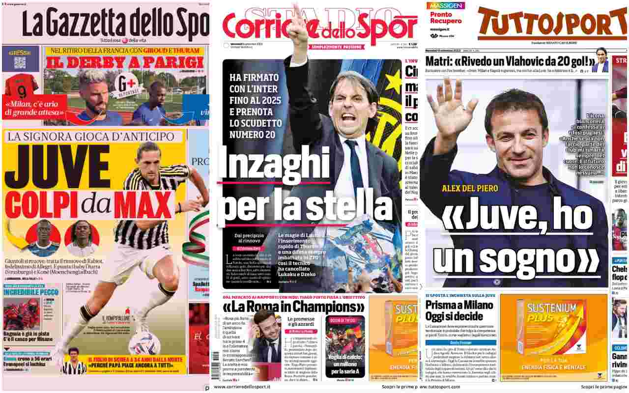 Rassegna stampa, le prime pagine dei quotidiani sportivi del 6 settembre