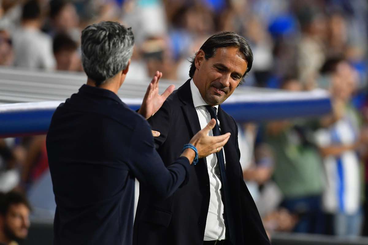 Inzaghi e Lautaro nel postpartita dell'Inter 