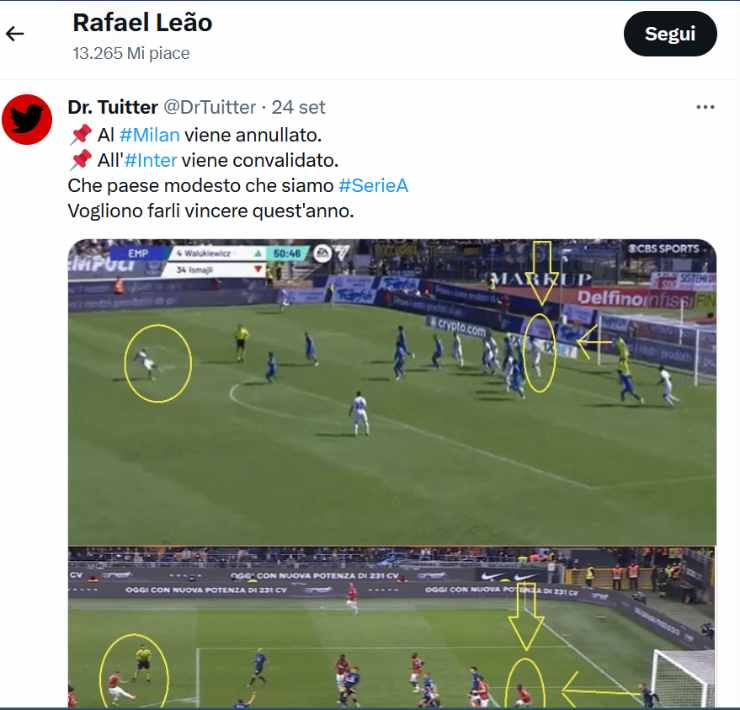 Leao fa arrabbiare i tifosi dell'Inter