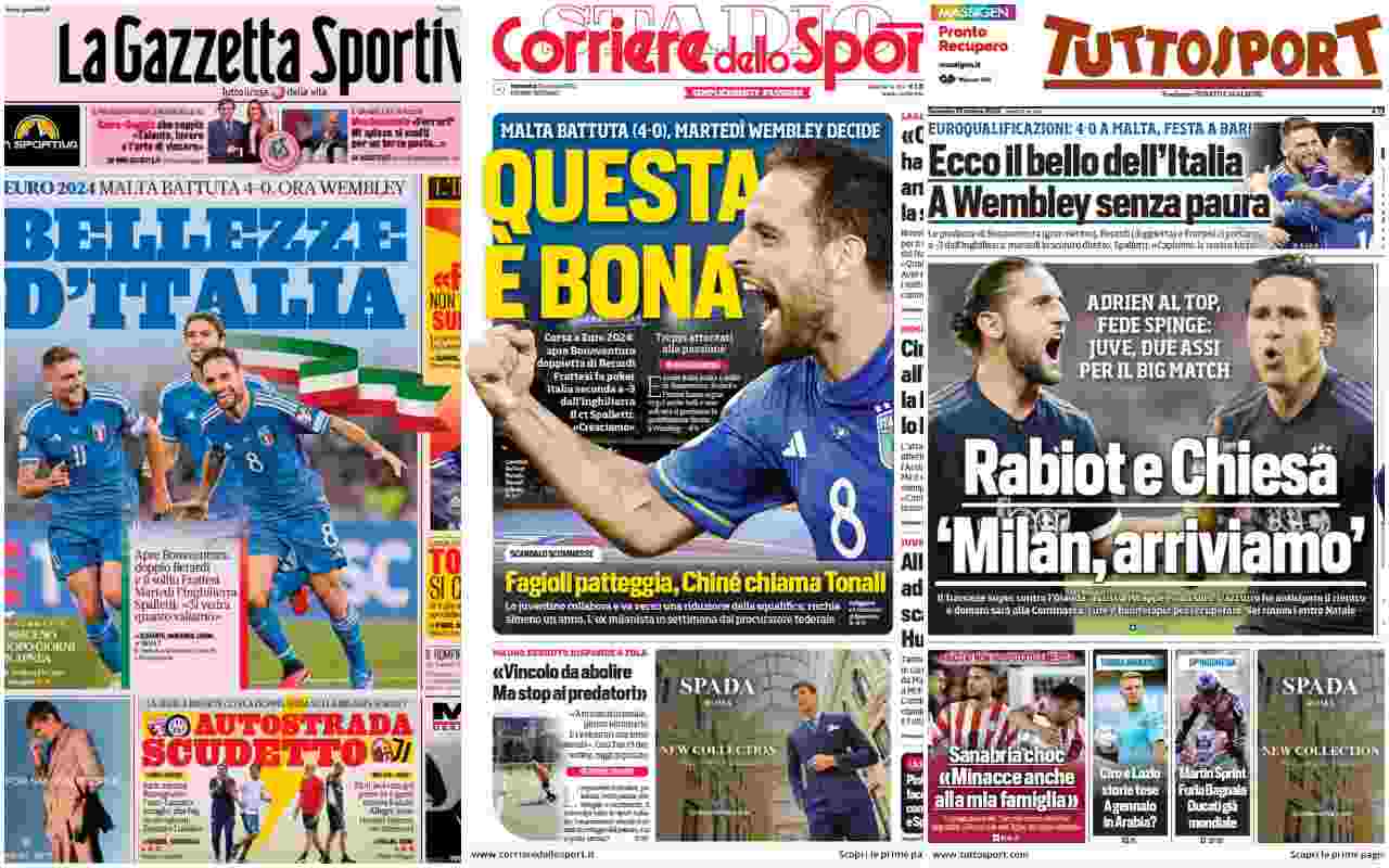 Rassegna stampa, le prime pagine dei quotidiani sportivi del 15 ottobre