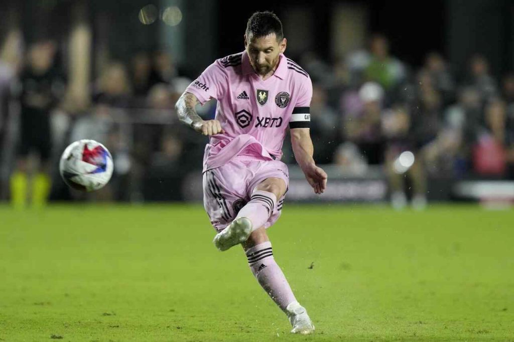 Messi durante un'azione di gioco nella recente amichevole contro il New York FC