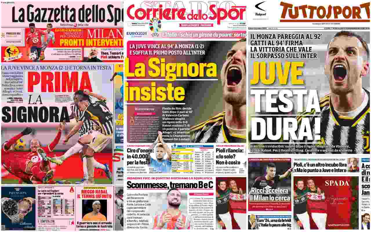 Rassegna stampa, le prime pagine dei quotidiani sportivi del 2 dicembre