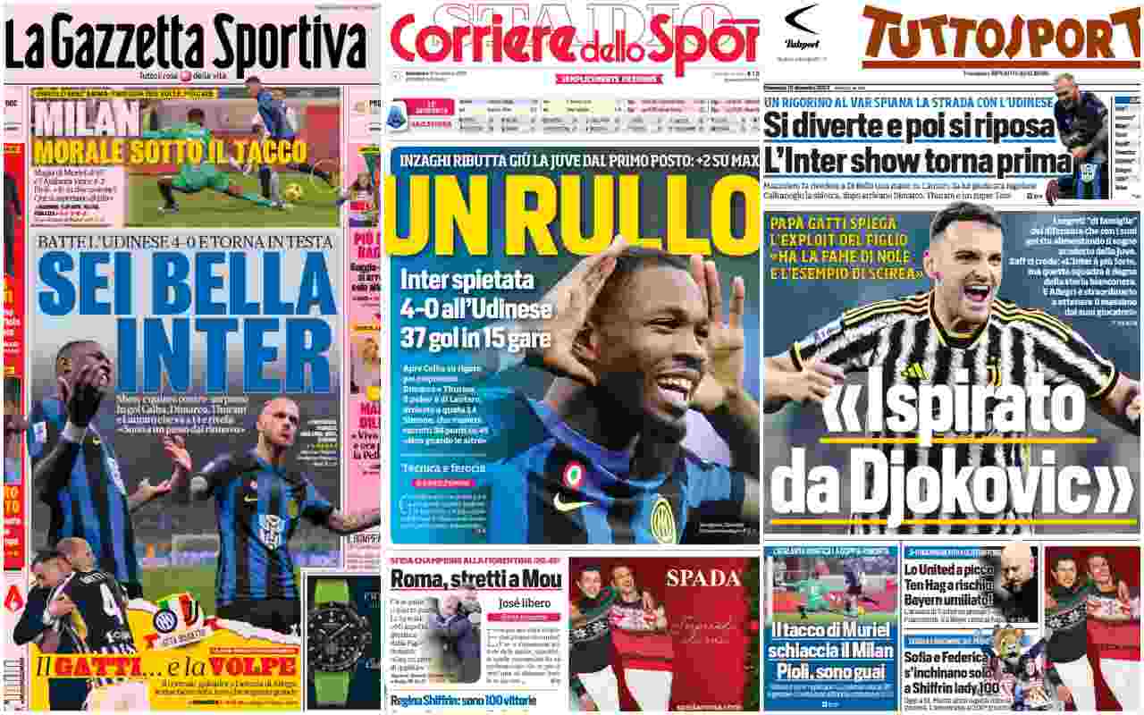 Rassegna stampa, le prime pagine dei quotidiani sportivi del 10 dicembre