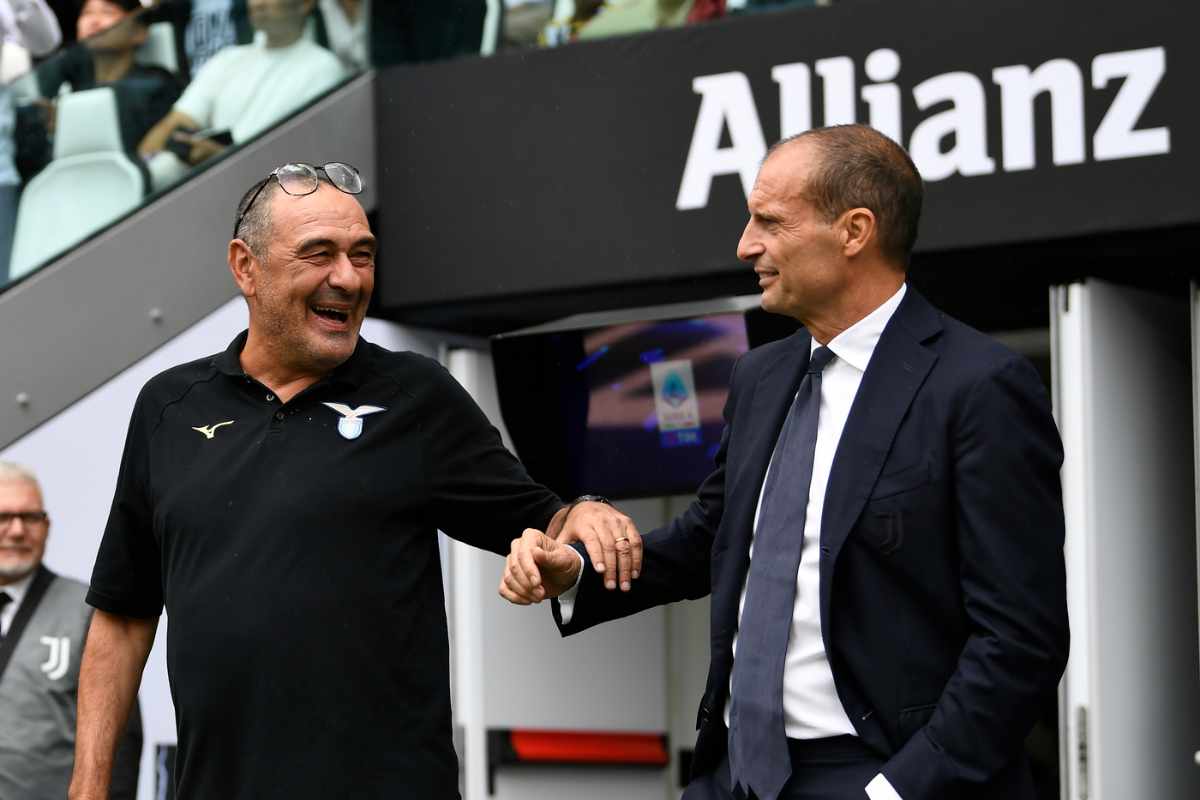 sarri e allegri si salutano prima di juve-lazio