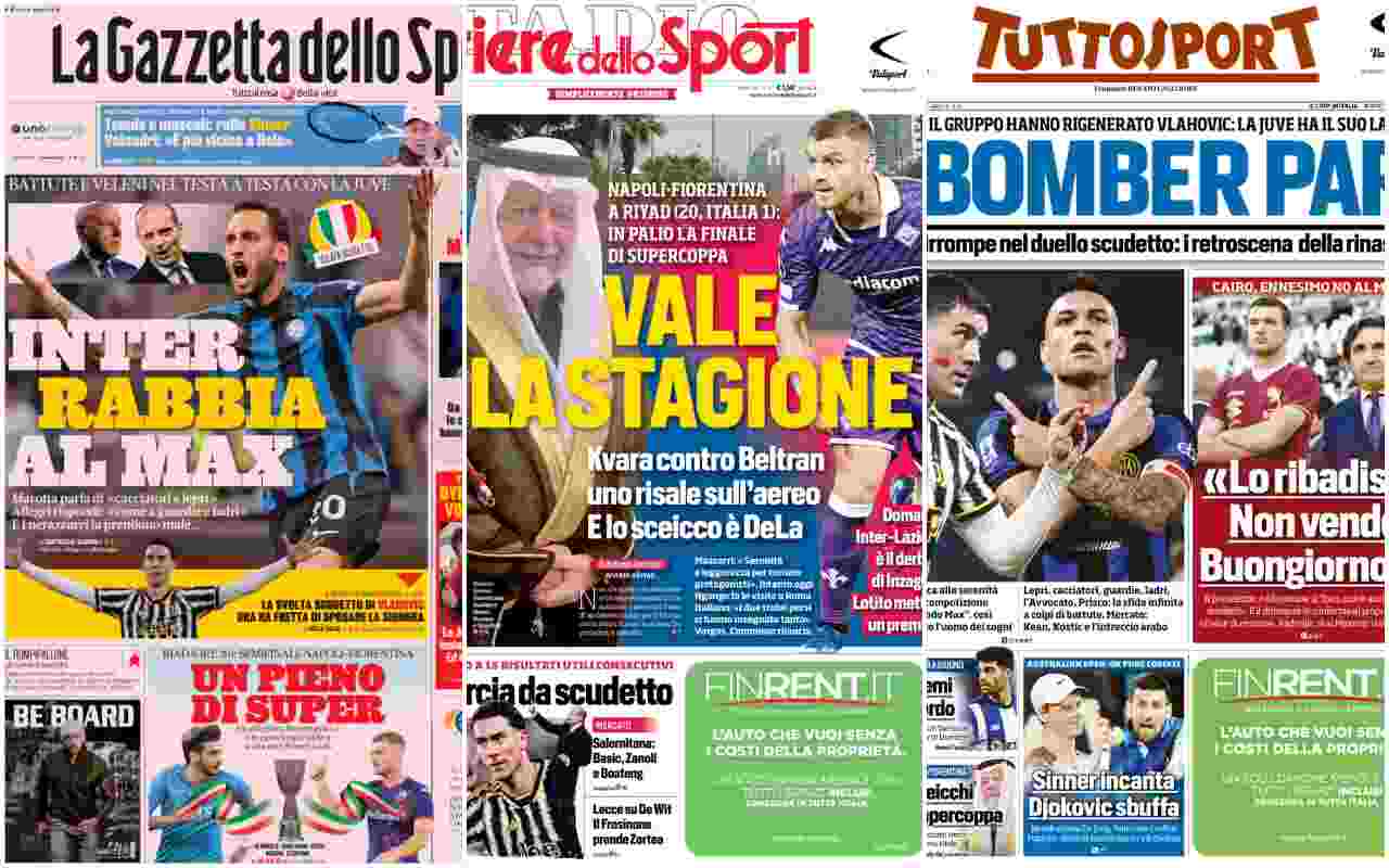 Rassegna stampa, le prime pagine dei quotidiani sportivi del 18 gennaio