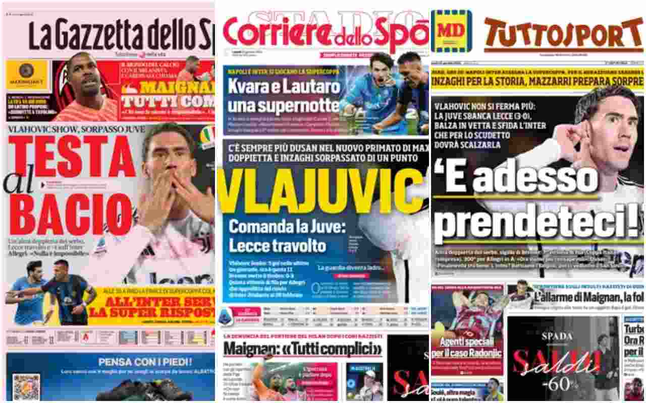 Rassegna stampa, le prime pagine dei quotidiani sportivi del 22 gennaio