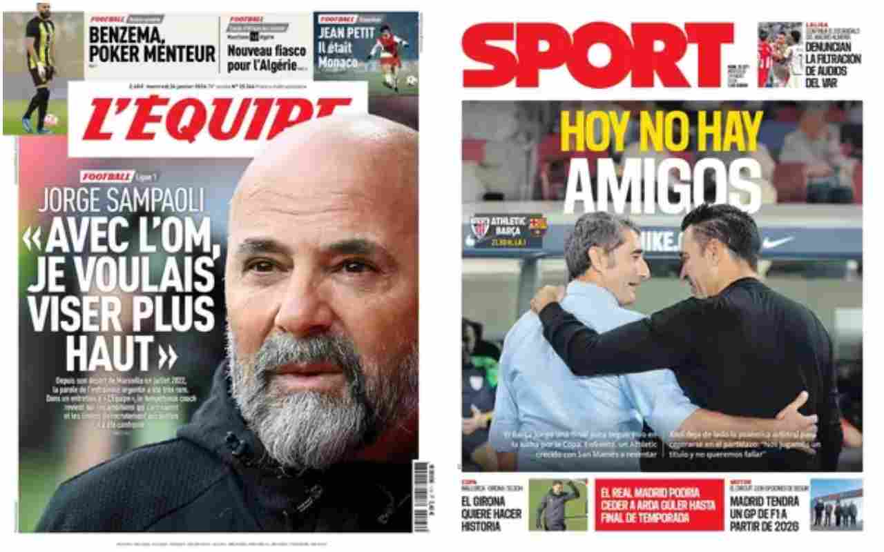 Rassegna stampa, le prime pagine dei quotidiani sportivi esteri del 24 gennaio 2024