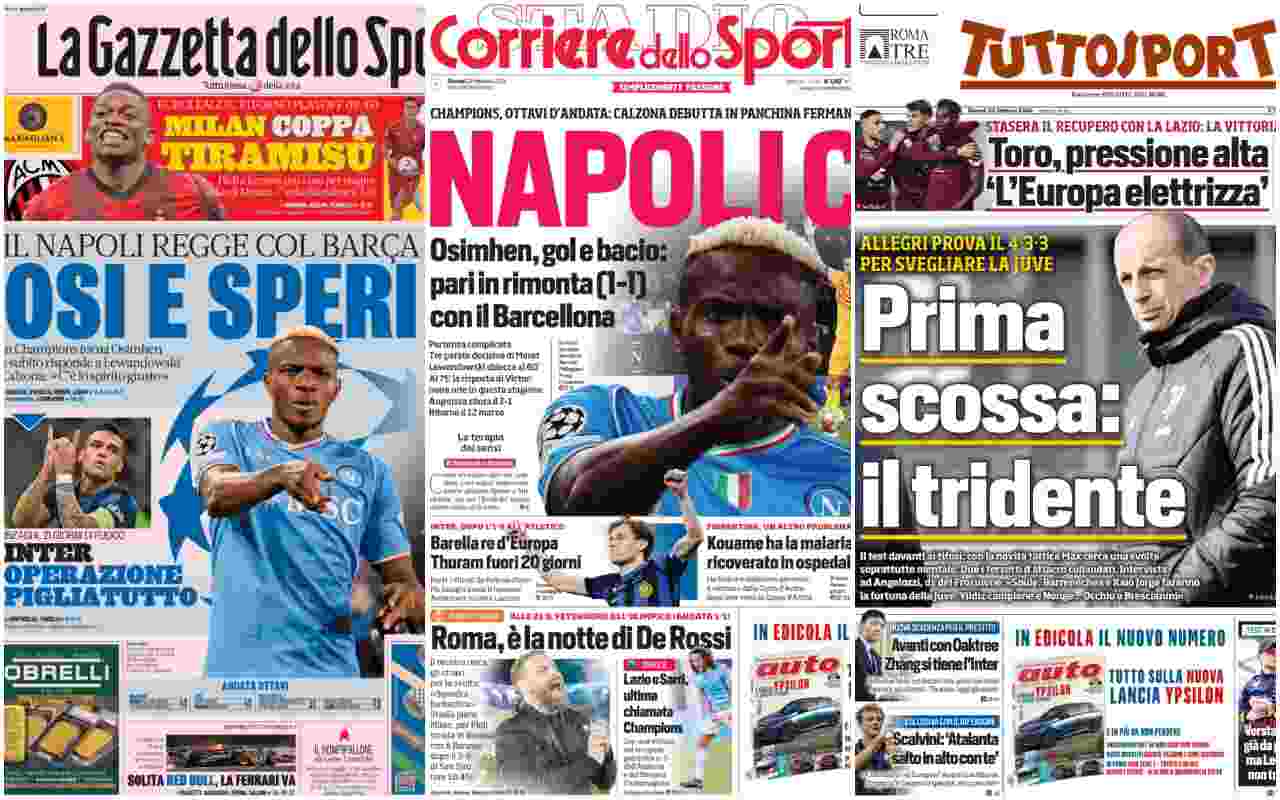 Rassegna stampa, le prime pagine dei quotidiani sportivi del 22 febbraio