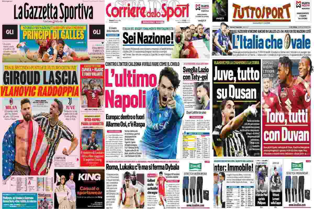 Rassegna stampa, le prime pagine dei quotidiani sportivi del 17 marzo 2024