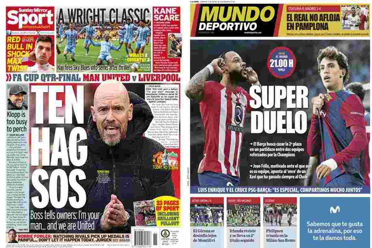 Rassegna stampa, le prime pagine dei quotidiani sportivi del 17 marzo 2024