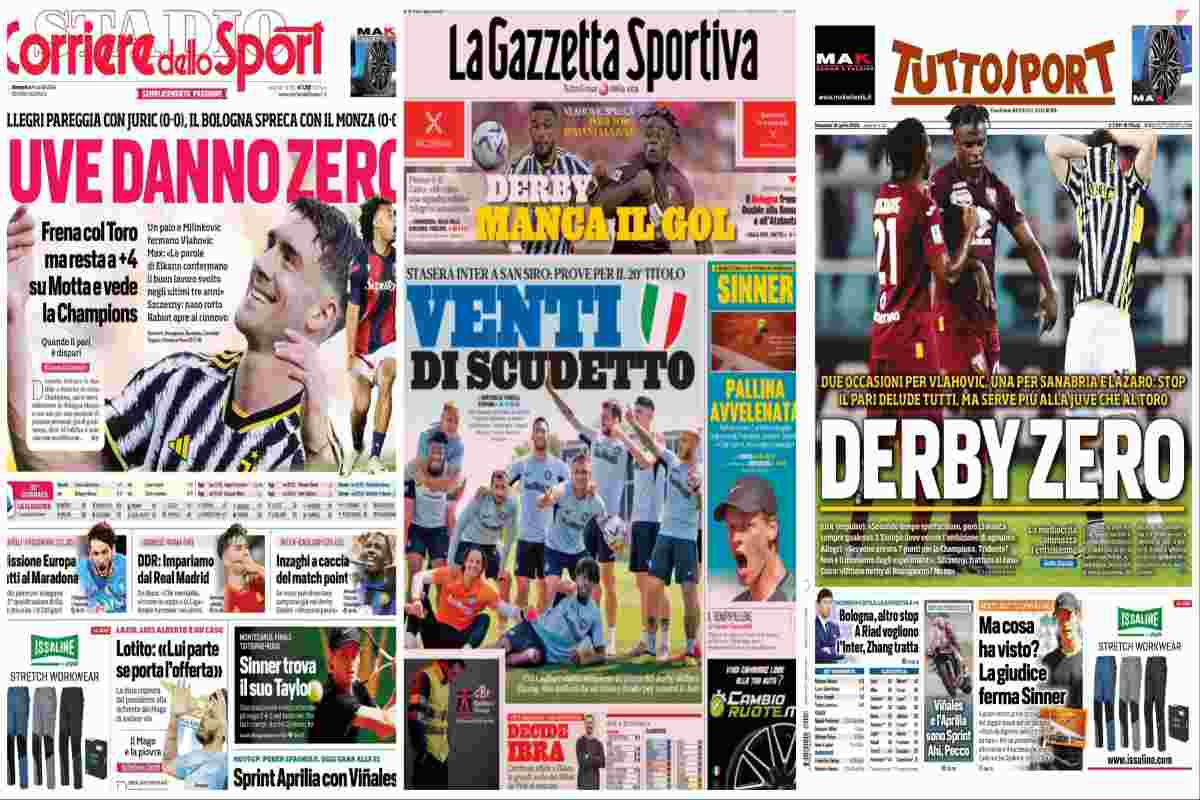 Rassegna stampa, le prime pagine dei quotidiani sportivi del 14 aprile