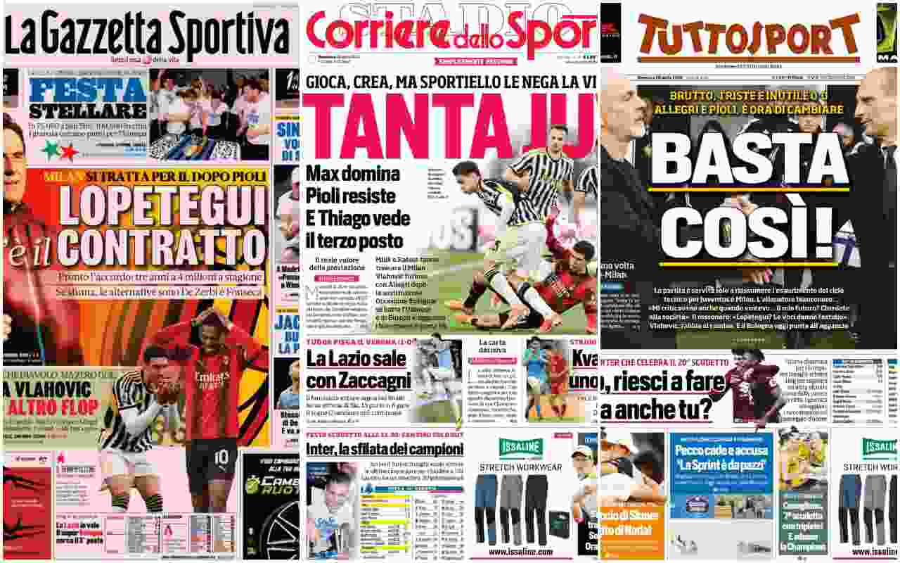 Rassegna stampa, le prime pagine dei quotidiani sportivi del 28 aprile