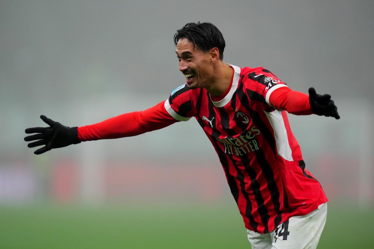 Reijnders esulta dopo il gol al Sassuolo