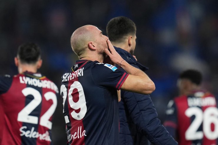 L'esultanza di De Silvestri dopo il gol al Como