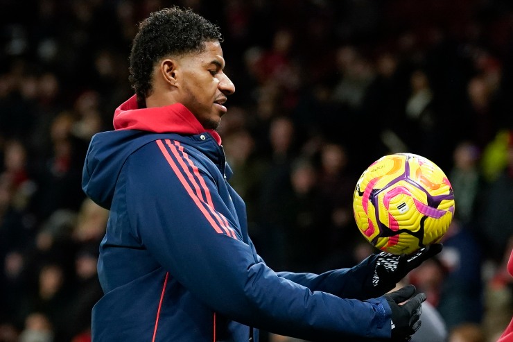 Rashford prima di una partita del Manchester United