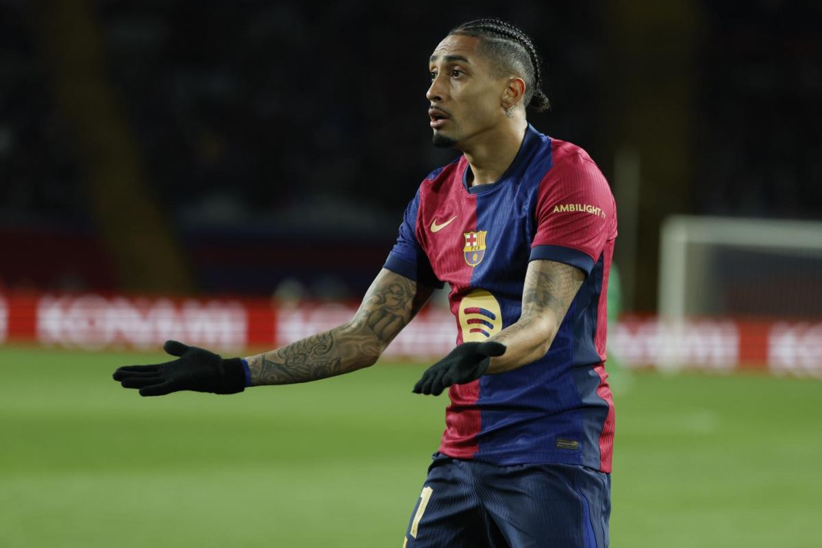 Raphinha in azione col Barcellona