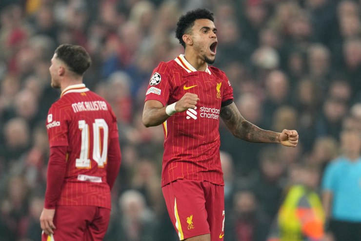 Salah esulta dopo il gol col Liverpool