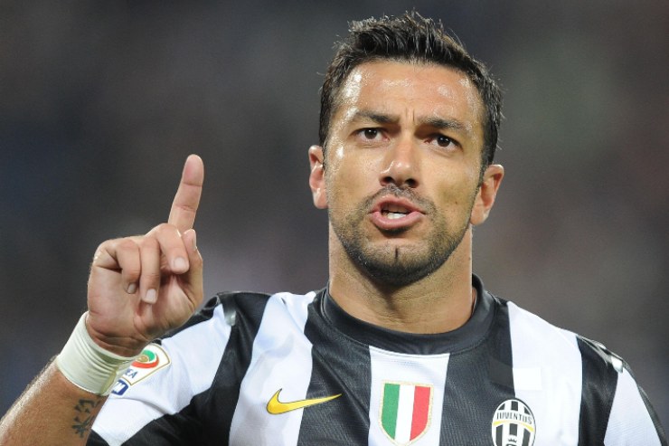 Fabio Quagliarella esulta in maglia Juve 