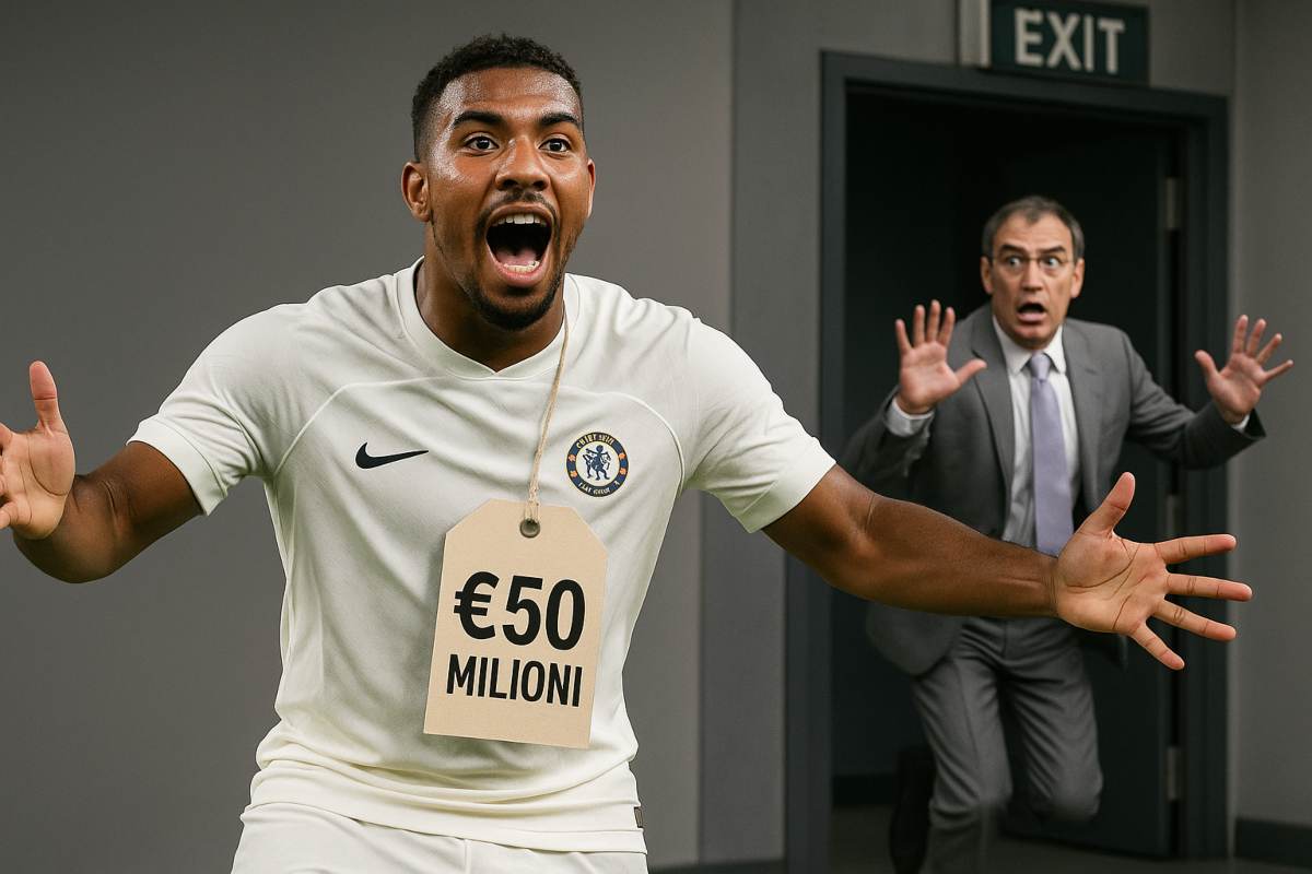 Andrey Santos costa 50 milioni, Comolli corre via spaventato, immagine creata con l'intelligenza artificiale