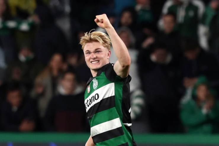 Harder esulta dopo un gol con lo Sporting