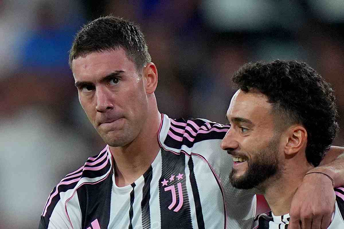 Vlahovic dopo un gol con la Juve