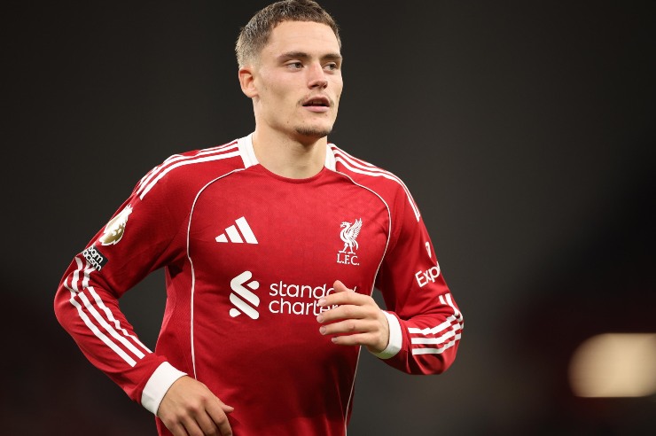 Florian Wirtz in campo con il Liverpool