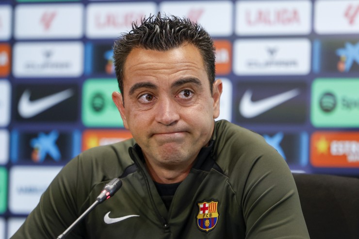 Xavi in conferenza stampa