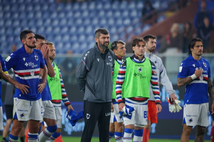 Donati e i giocatori della Sampdoria