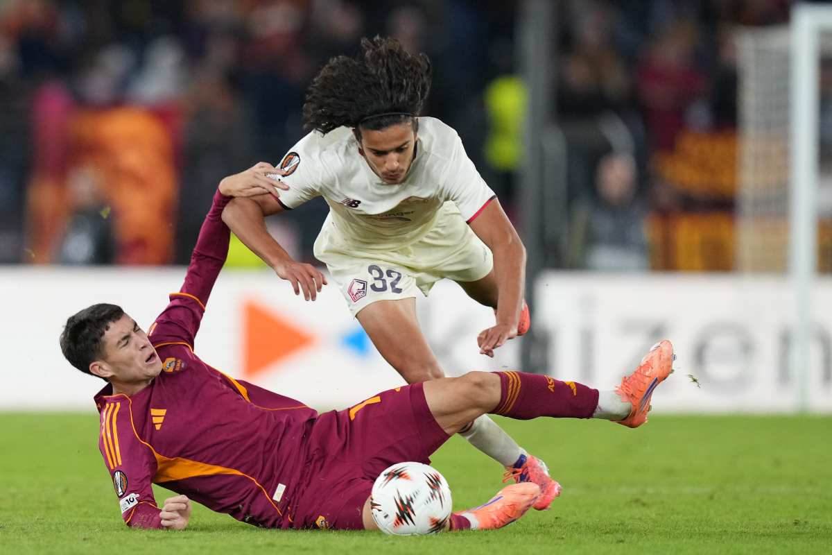 Bouaddi a contrasto con Soule in Roma-Lille