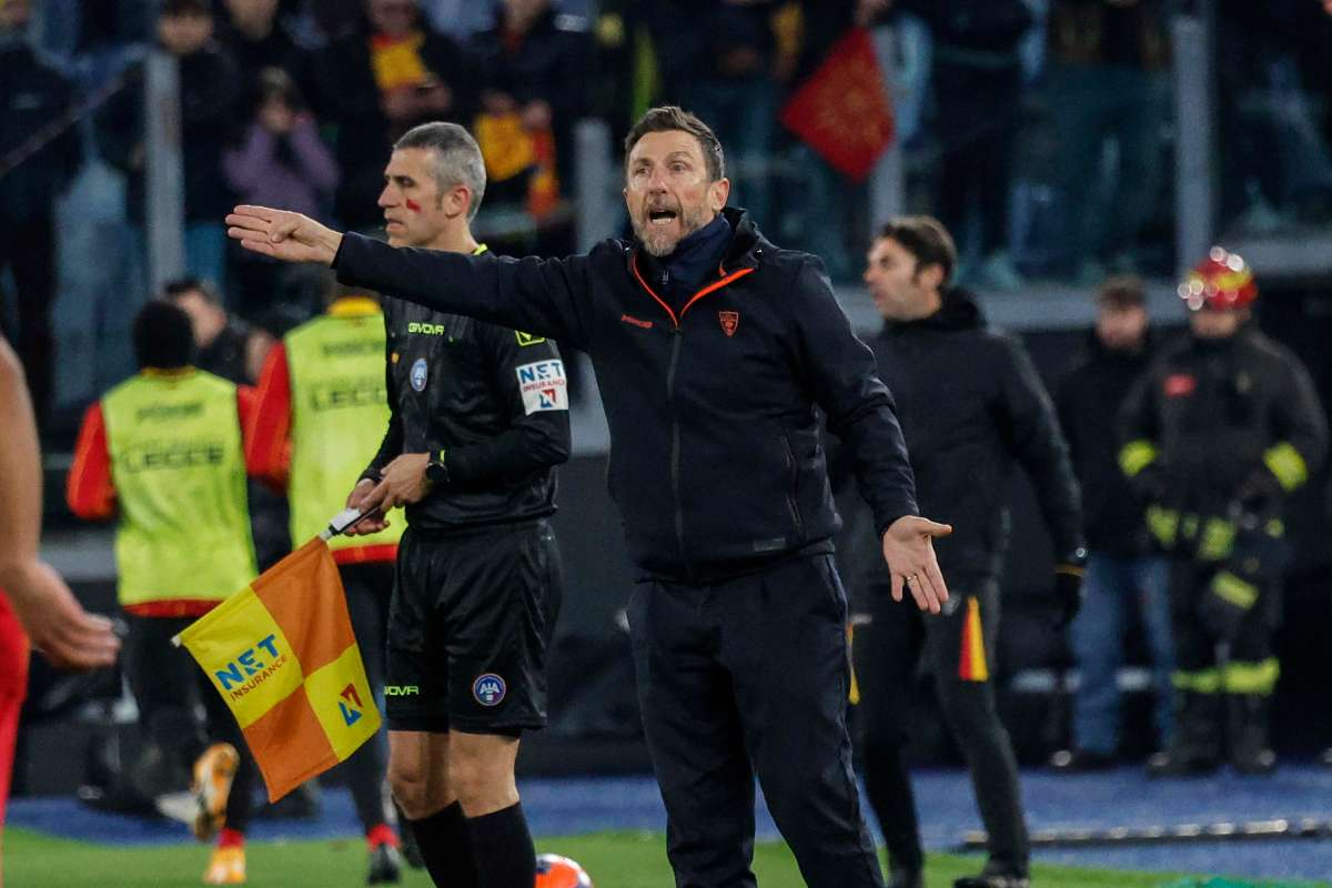 Lecce, Di Francesco: “Il gol non andava annullato. Camarda come Zaniolo? In Italia li ammazziamo…”