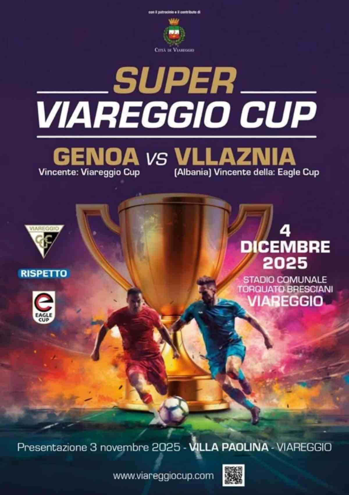 super viareggio cup il prossimo 4 dicembre genoa primavera vllaznia duka amicizia e fratellanza