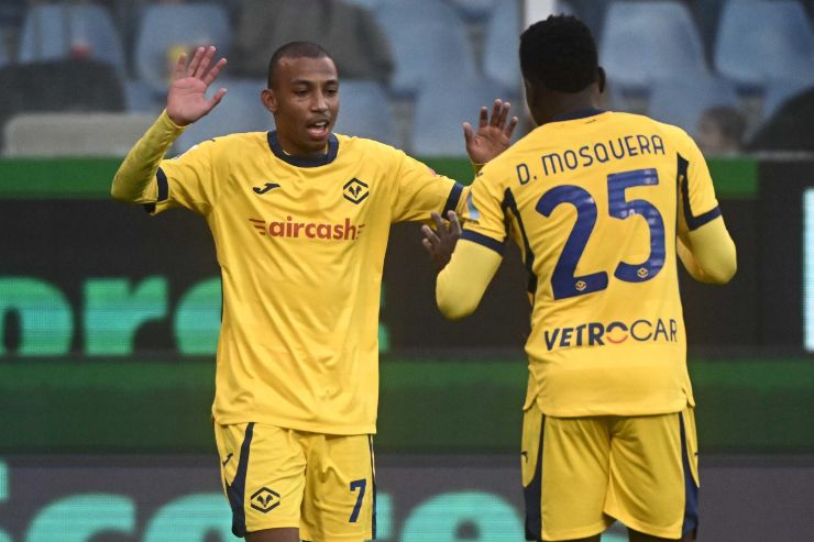 Belghali esulta con Mosquera