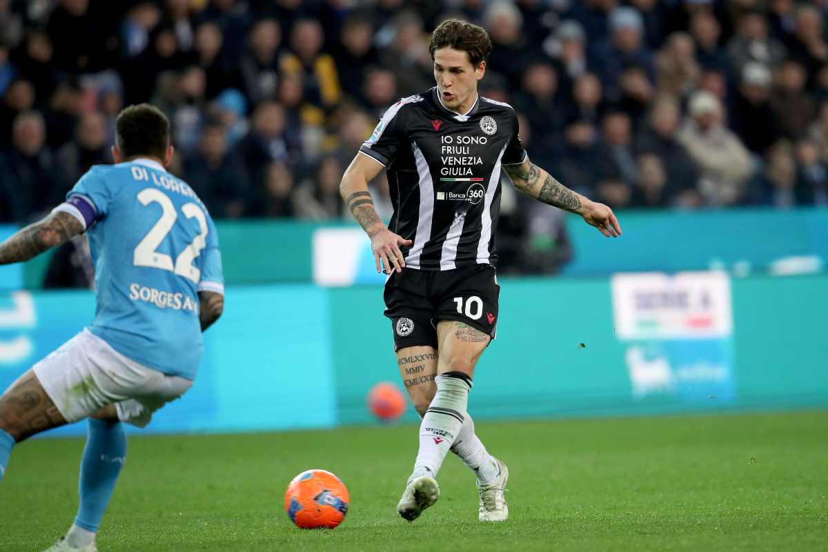 Zaniolo in azione con la maglia dell'Udinese