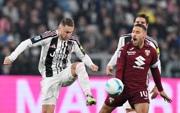 Koopmeiners in azione nel derby Juve-Torino
