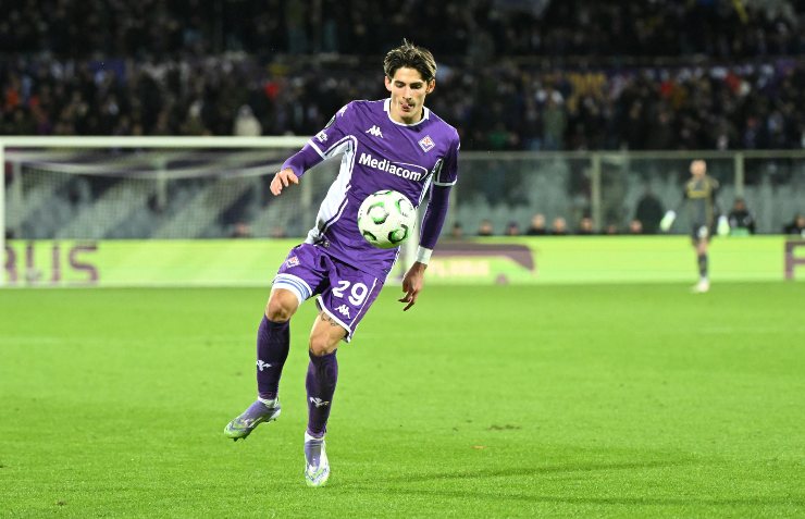 Fortini in azione con la Fiorentina