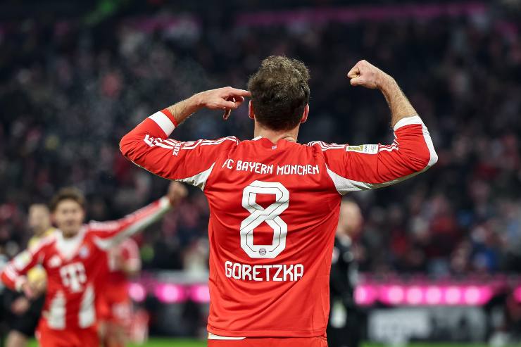 Goretzka durante una partita del Bayern