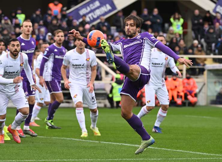 Ranieri in azione con la Fiorentina