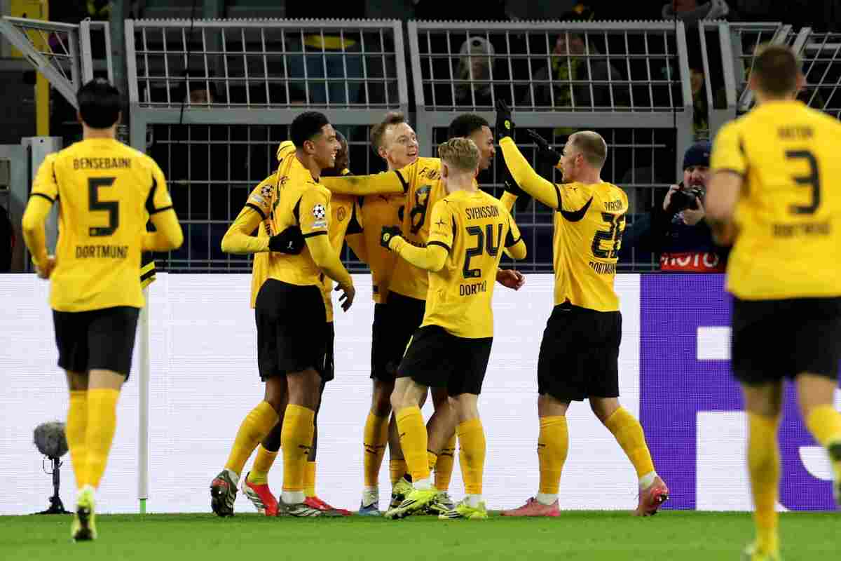 L'esultanza dei giocatori del Borussia Dortmund 
