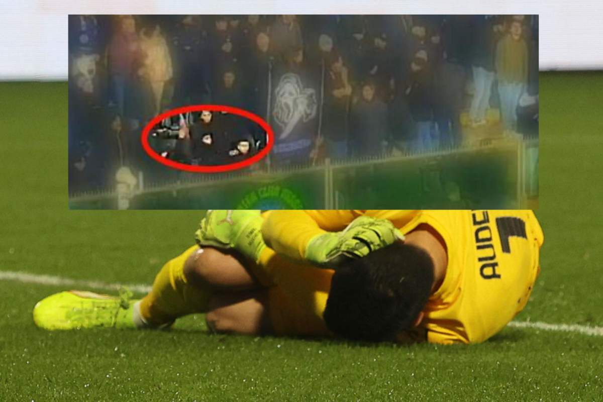Tifoso Inter che lancia petardo in campo: Audero a terra stordito