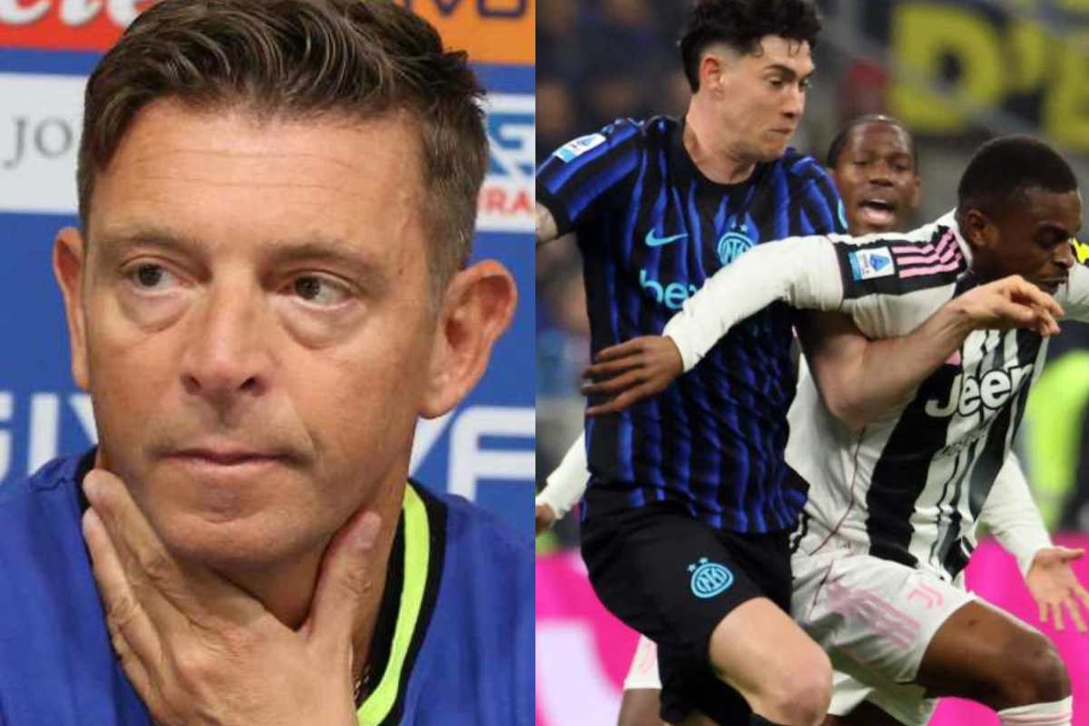 Rocchi e Bastoni contro Kalulu in Inter-Juve