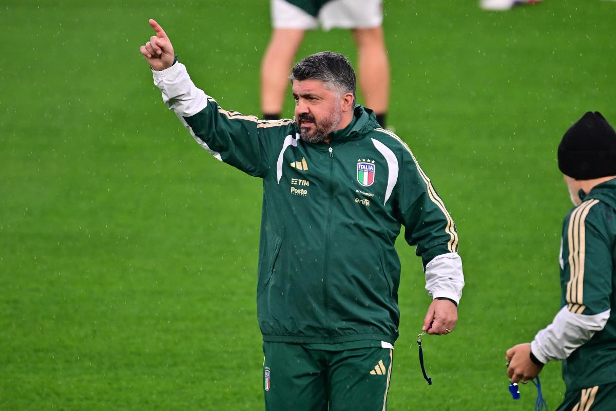 Gattuso durante l'allenamento dell'Italia