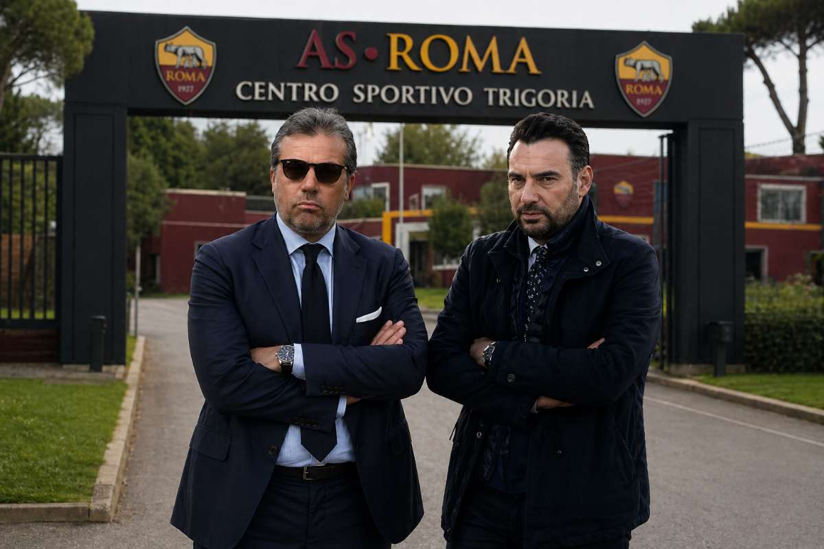 Giuntoli e Manna a Trigoria