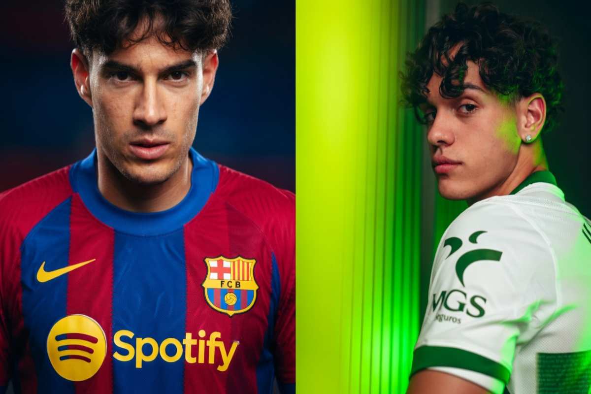 Bastoni con la maglia del Barcellona ed Hector Fort