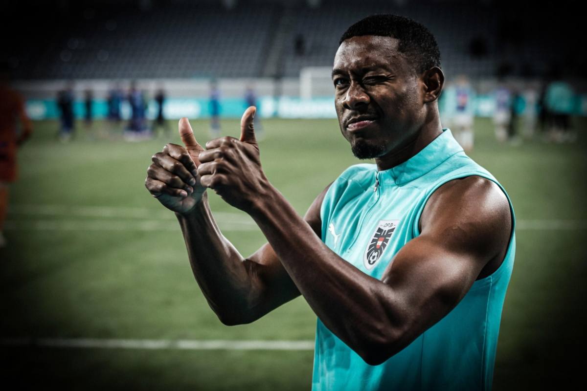 Alaba in allenamento con l'Austria