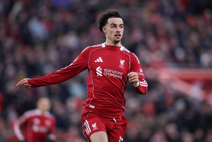 Curtis Jones durante una partita col Liverpool