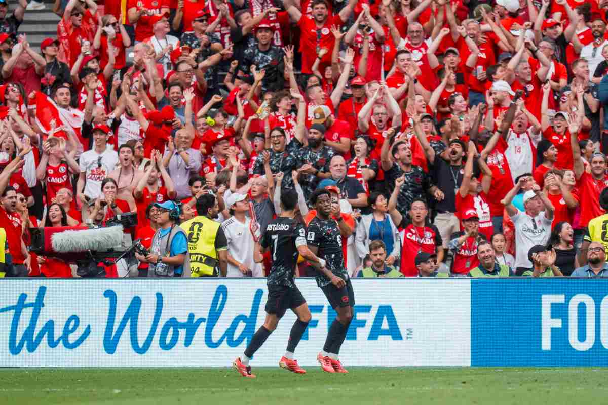 Jonathan David esulta dopo il gol segnato ai Mondiali