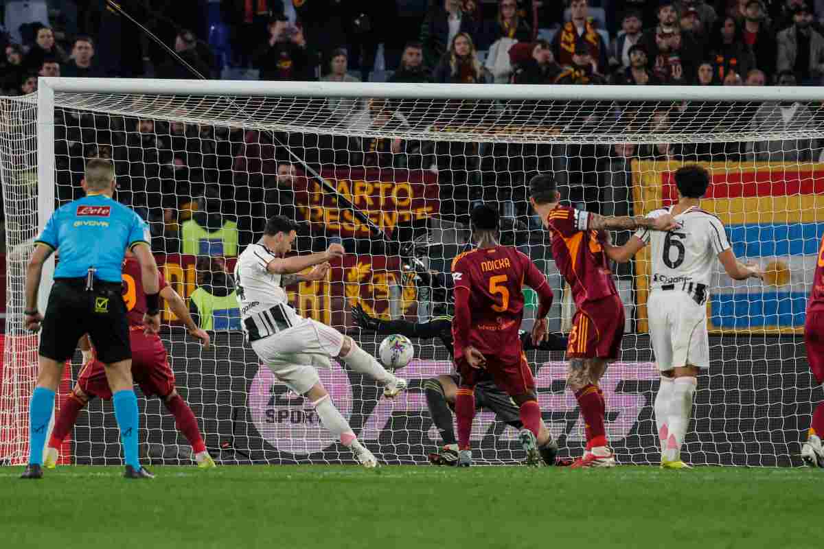 Il gol di Gatti in Roma-Juventus